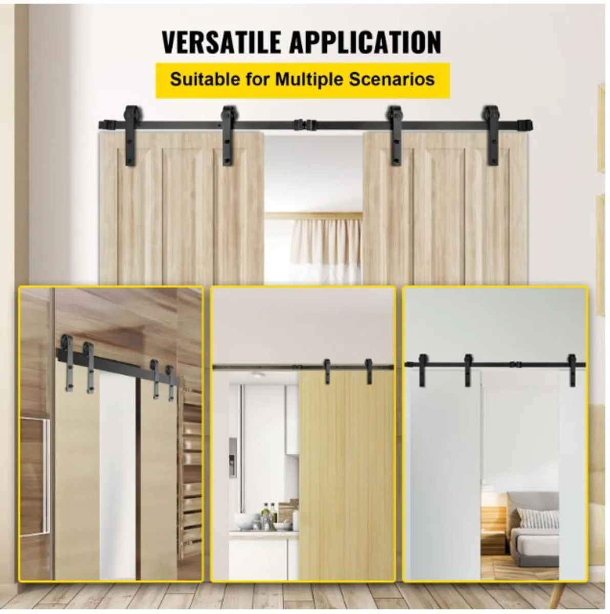 12FT Heavy Duty Double Sliding Barn Door Hardware - Image 4