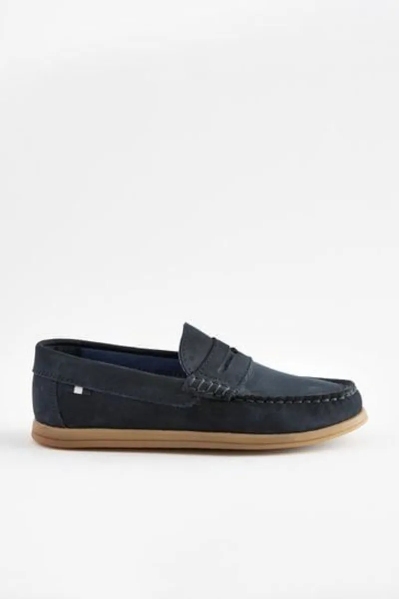 next leather navy loafers size UK 2 - Image 2