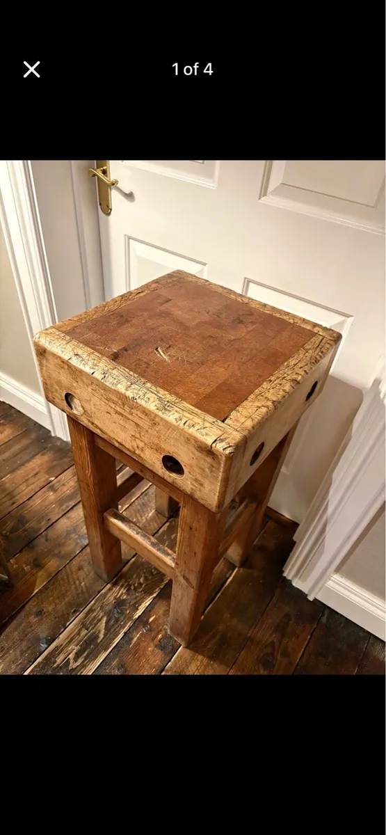 Antique butchers block and stand - Image 1