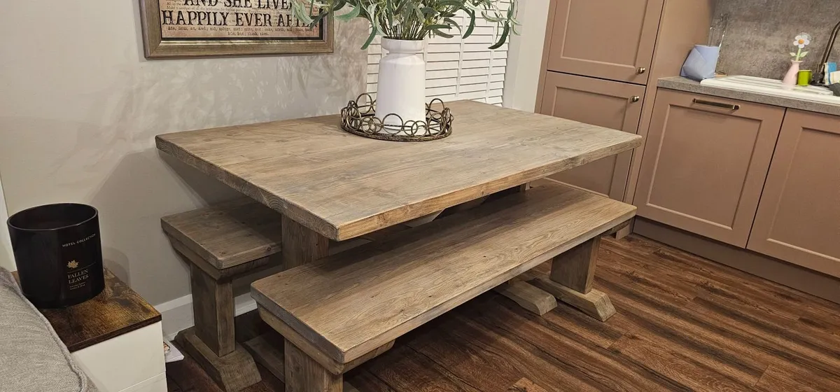 Dining Table and Benches - Image 3