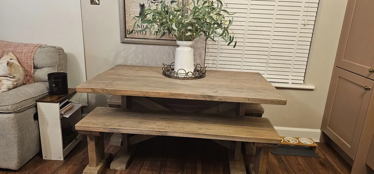Dining Table and Benches - Image 2