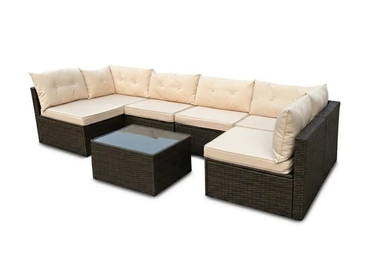 MIAMI Luxury Rattan Garden Corner Sofa with Table - Image 3