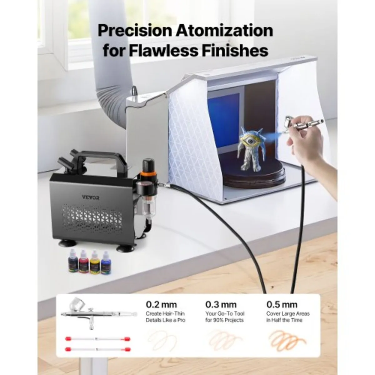 Airbrush Kit, 1/6 HP, Air Brush Kit with Air Compr - Image 2