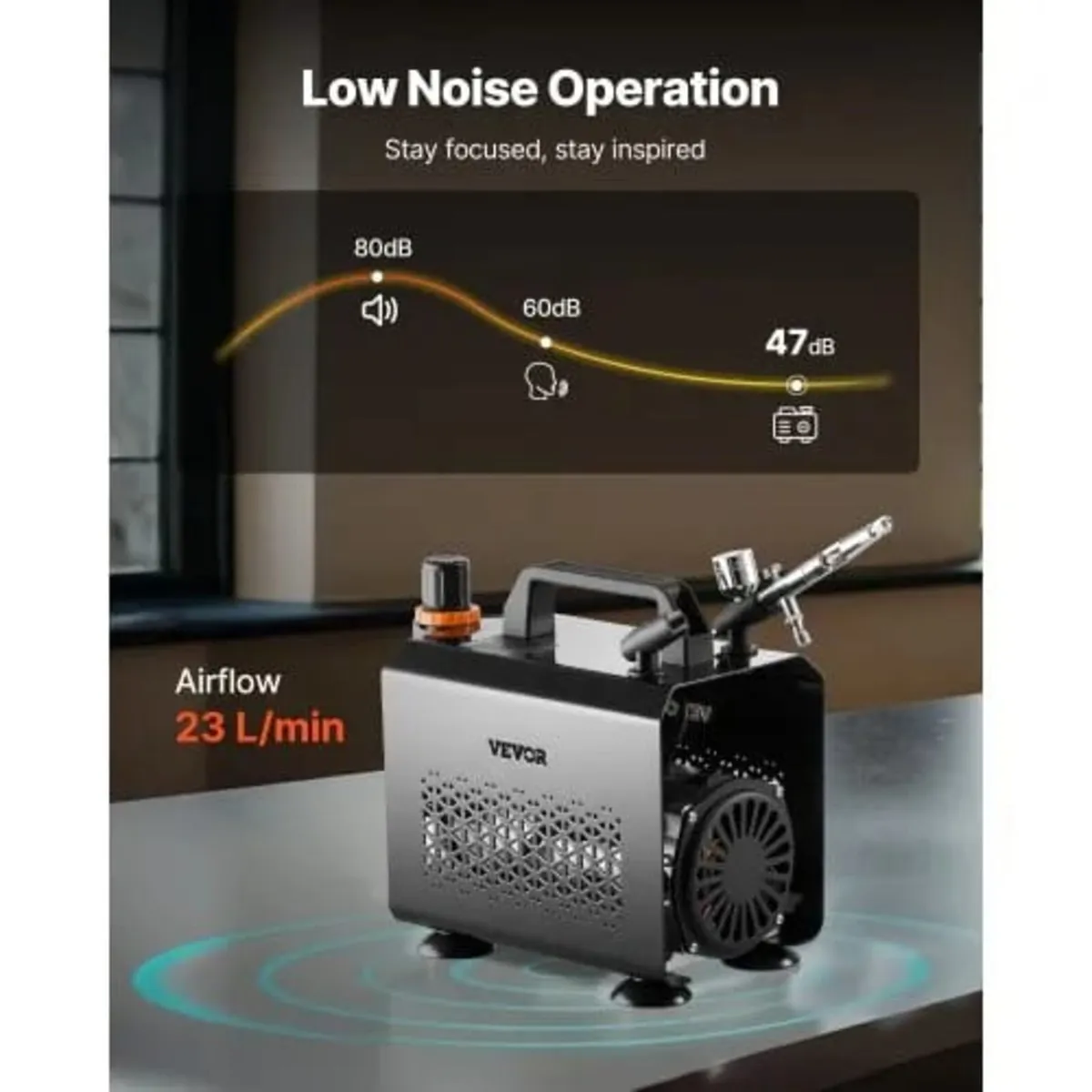 Airbrush Kit, 1/6 HP, Air Brush Kit with Air Compr - Image 4