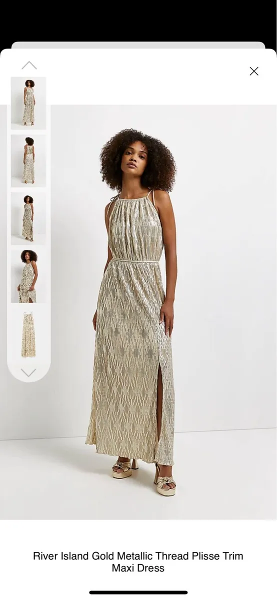 River Island Metallic Gold Dress Size 6 - Image 3