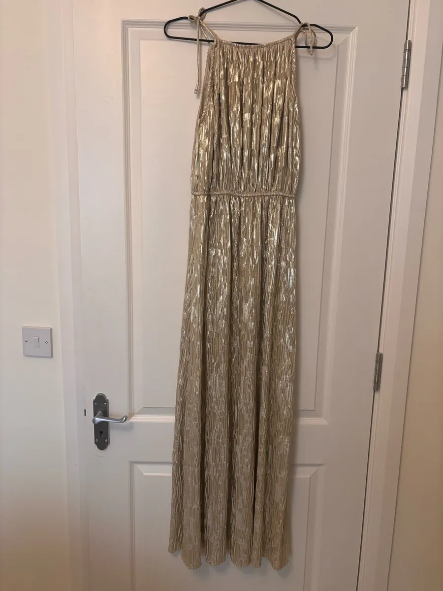 River Island Metallic Gold Dress Size 6 - Image 4