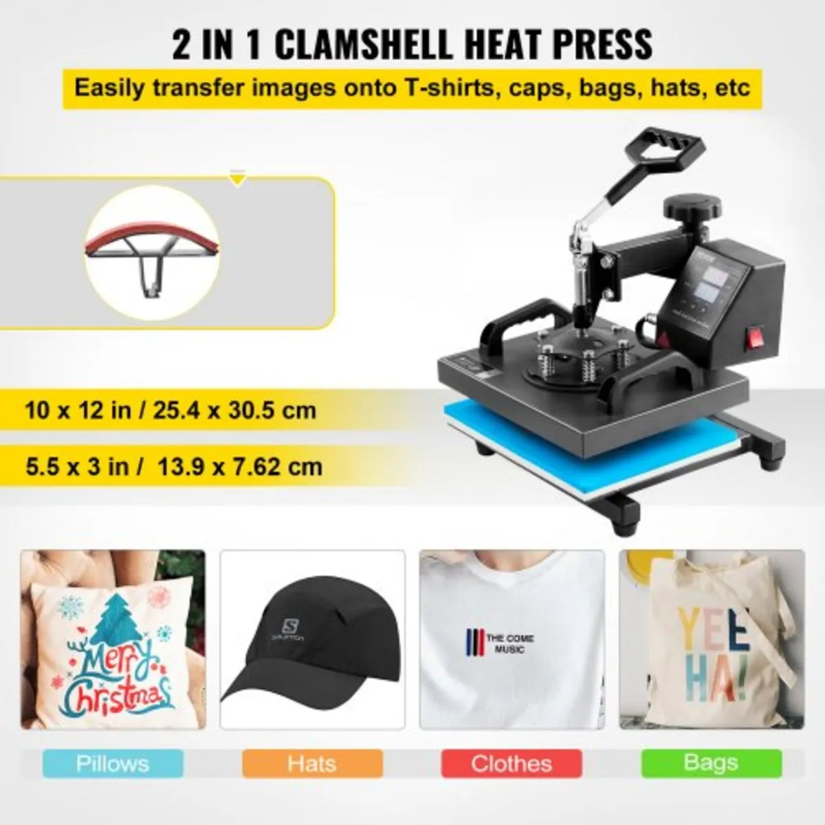 Heat Press Machine, 10x12inch / 25x30cm, 2IN1 Clam - Image 4