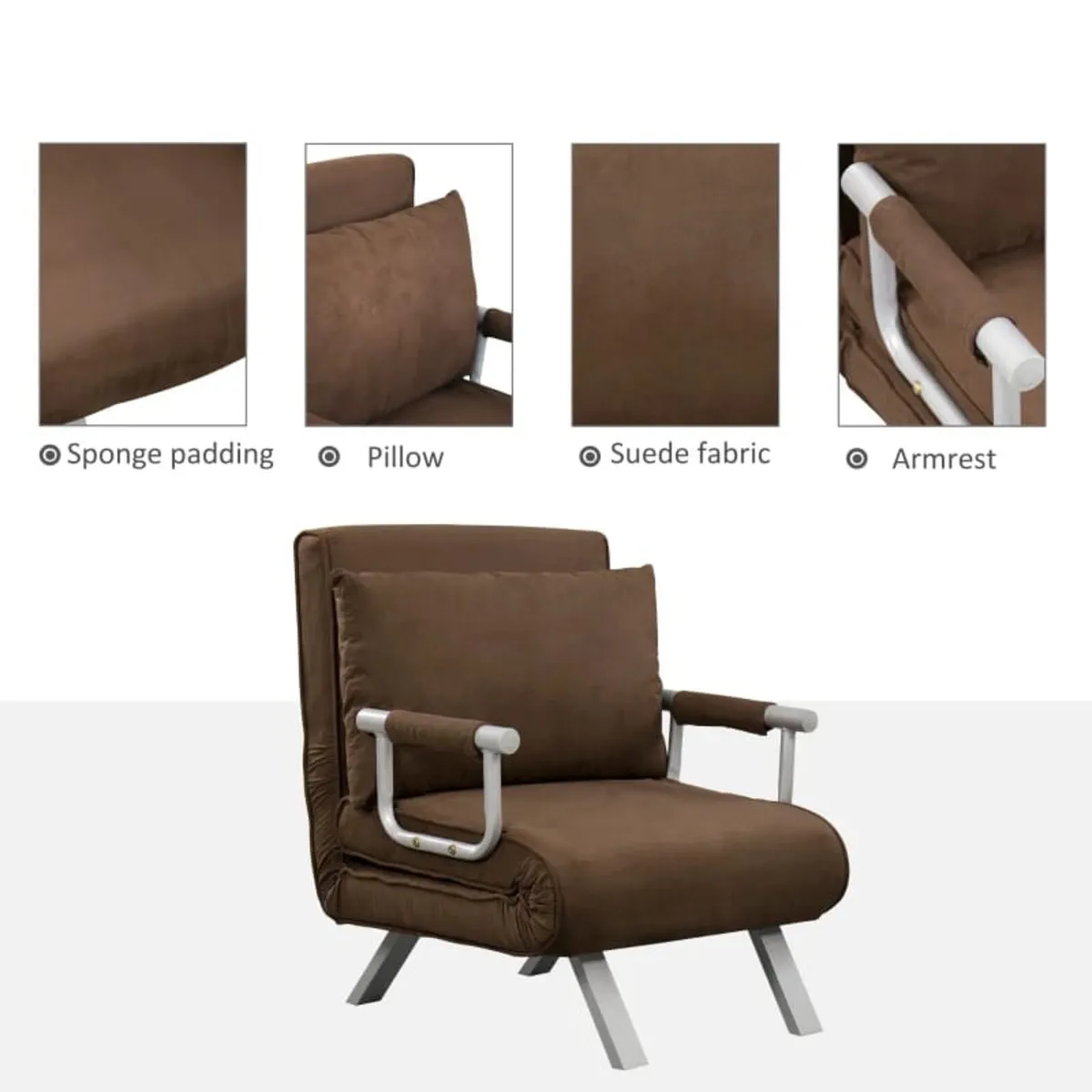 Convertible 1-Seater Armchair Sofa Bed with Remova - Image 4