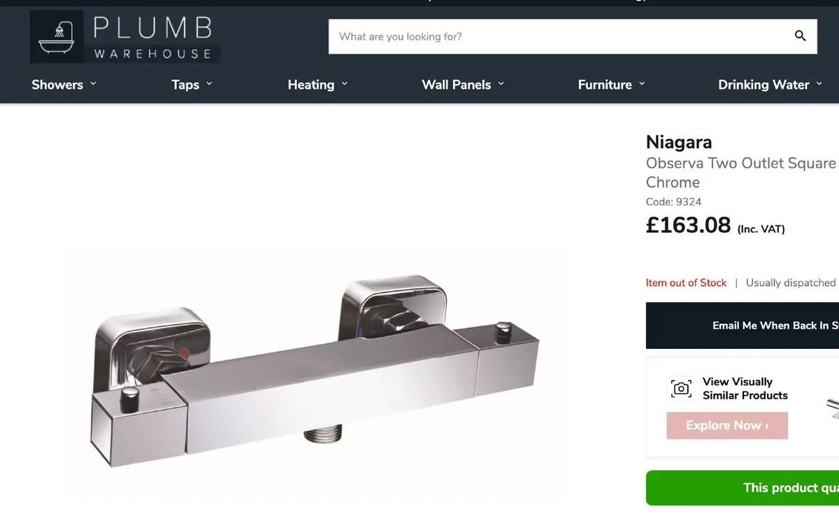 Shower Valve Thermo Bar | Square, Chrome - Image 2