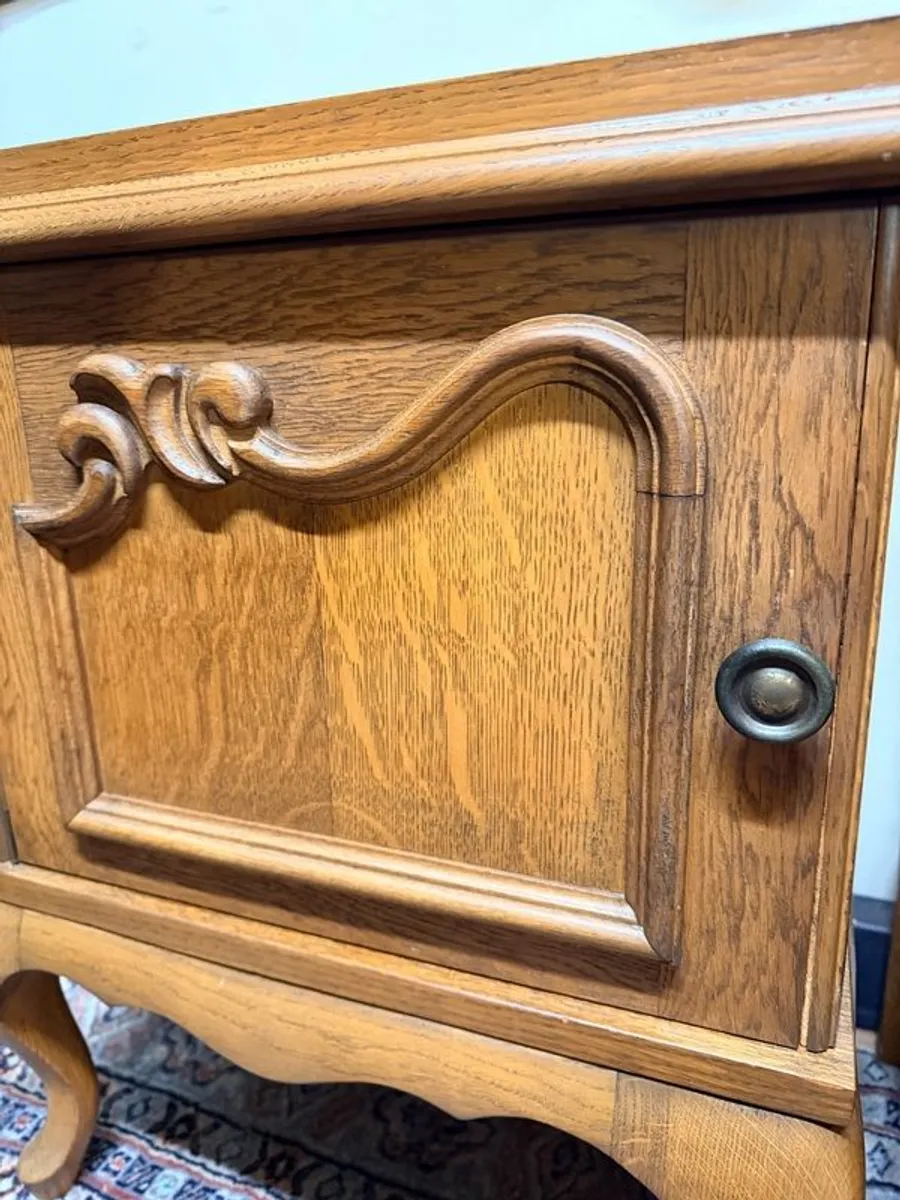 FLASH SALE ! Was 395 now 330 ! Lovely Pair Louis XVI Style Oak Bedside Lockers or Nightstands - Image 2