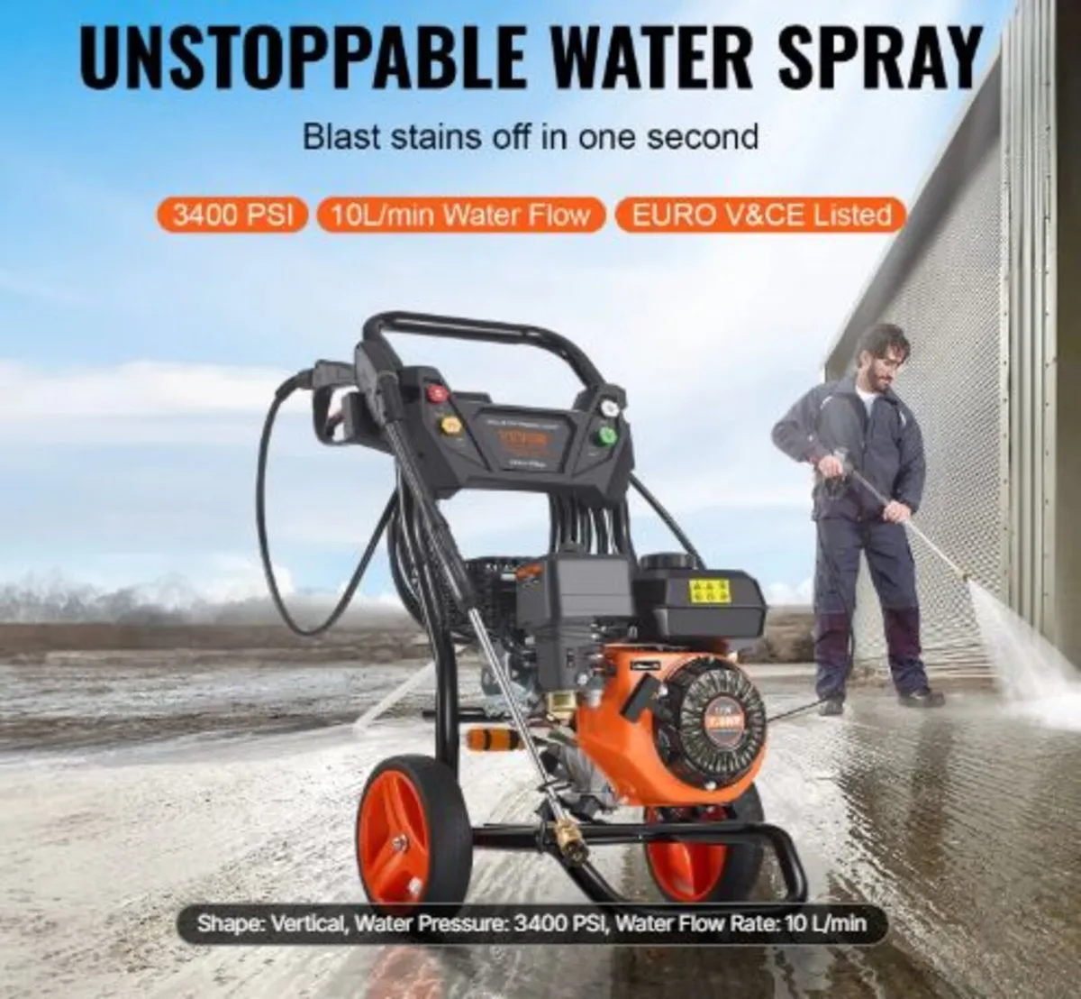 Gas Pressure Washer,3400 PSI 2.6 GPM,Gas Powered - Image 2