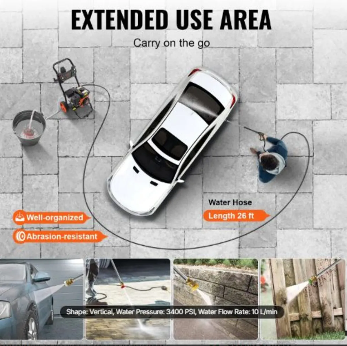 Gas Pressure Washer,3400 PSI 2.6 GPM,Gas Powered - Image 3