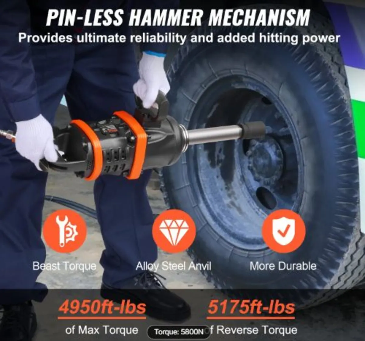 2.5 cm Air Impact Wrench, Up to 7016.37 N·m Beast - Image 2