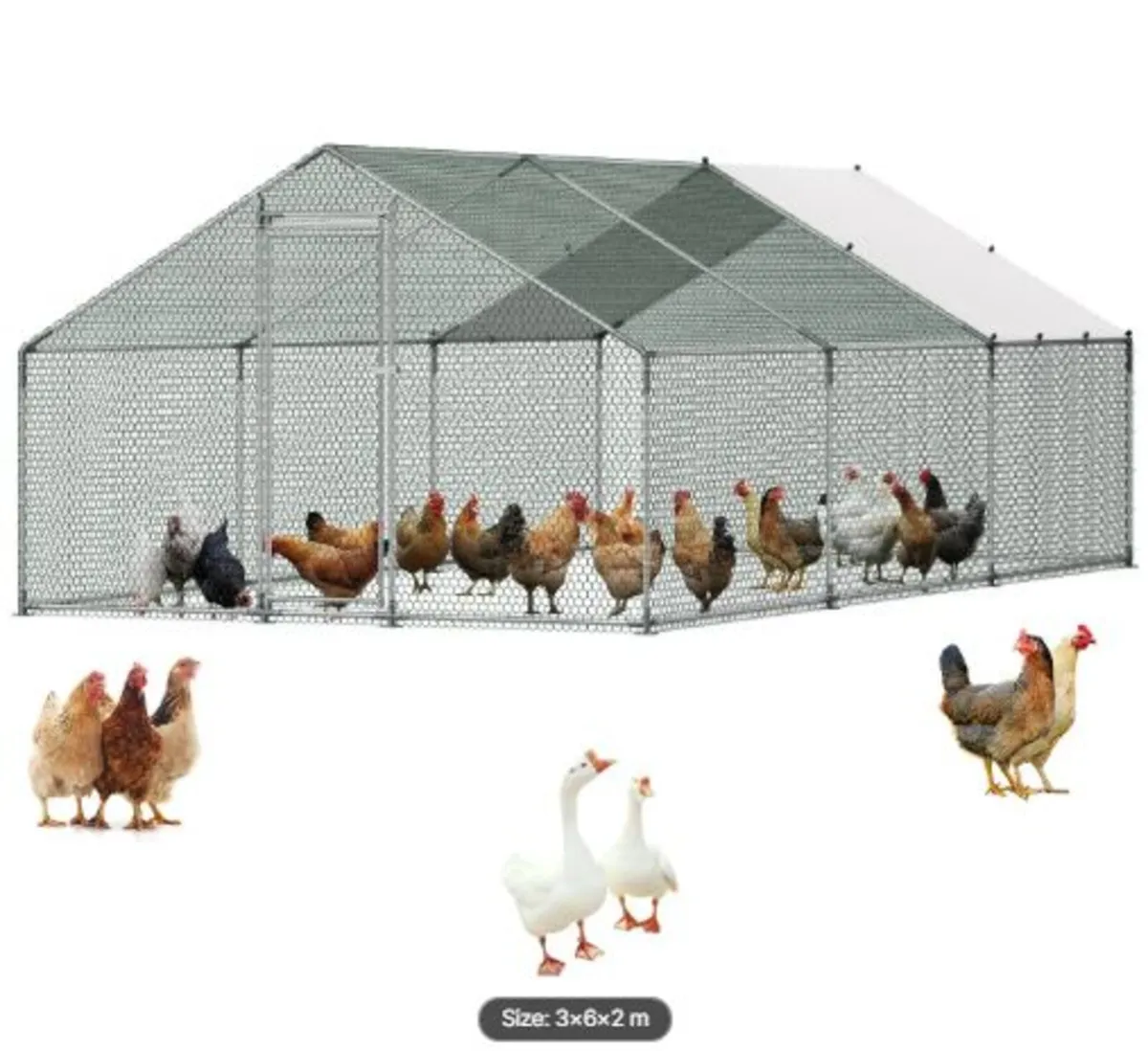 Metal Chicken Coop, 9.8x19.6x6.5 ft Large Walk-in - Image 1