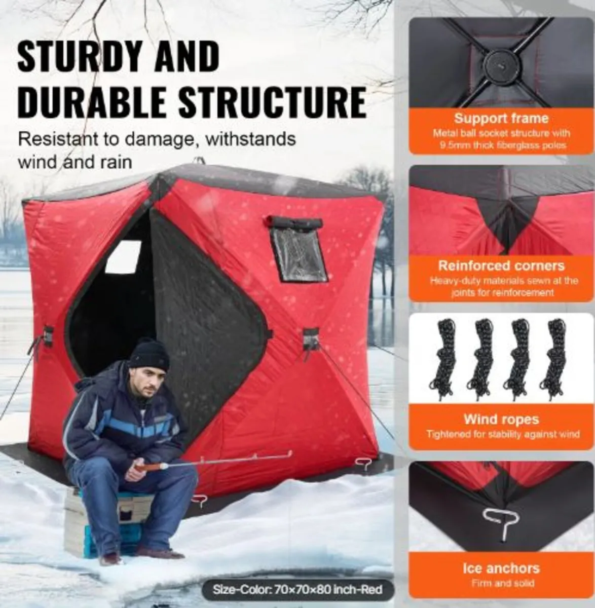 Portable Ice Shelter, 3-4 Person Insulated Pop-Up - Image 4