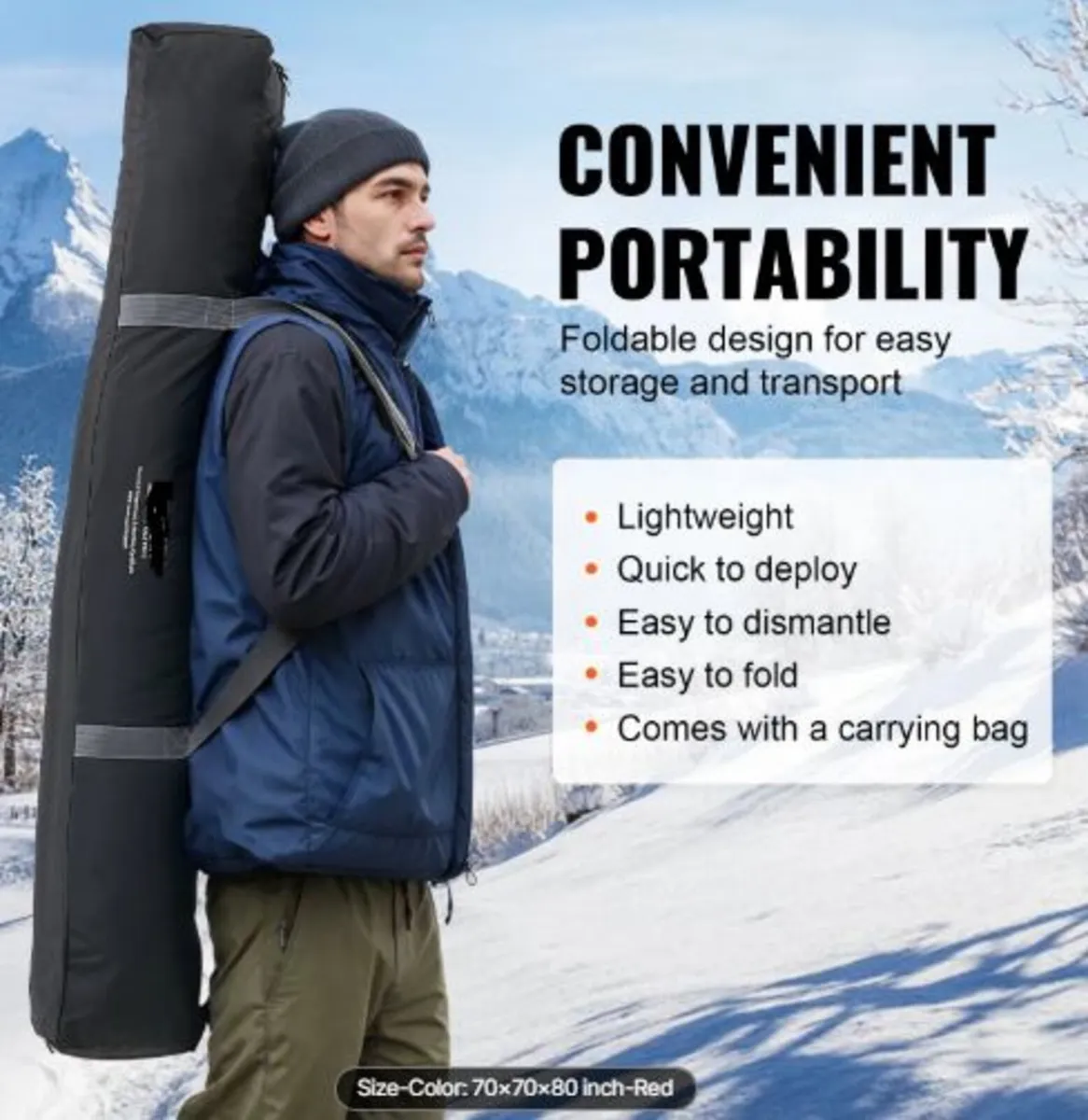 Portable Ice Shelter, 3-4 Person Insulated Pop-Up - Image 3