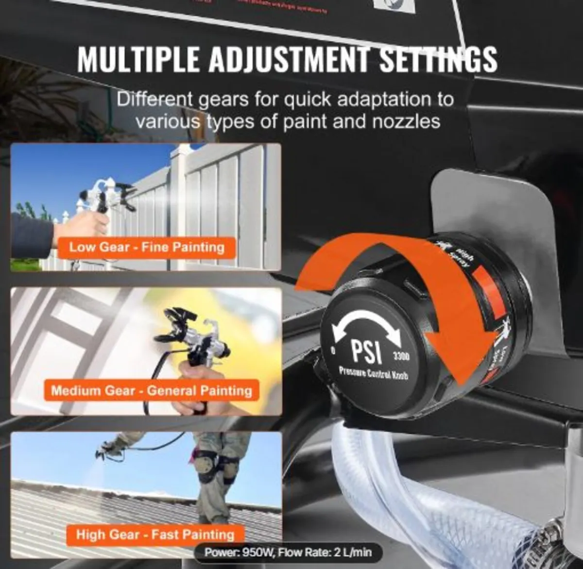 Stand Airless Paint Sprayer, 950W 3000PSI High - Image 3
