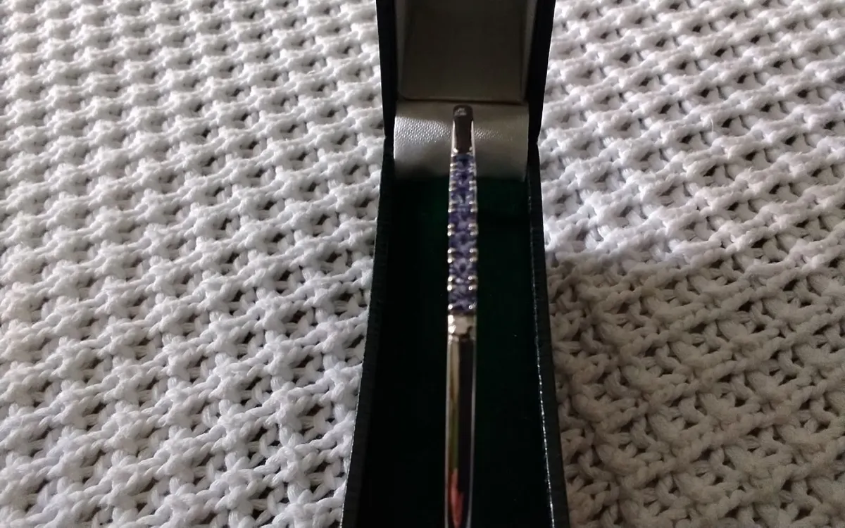 Sterling silver genuine tanzanite tennis bangle - Image 1