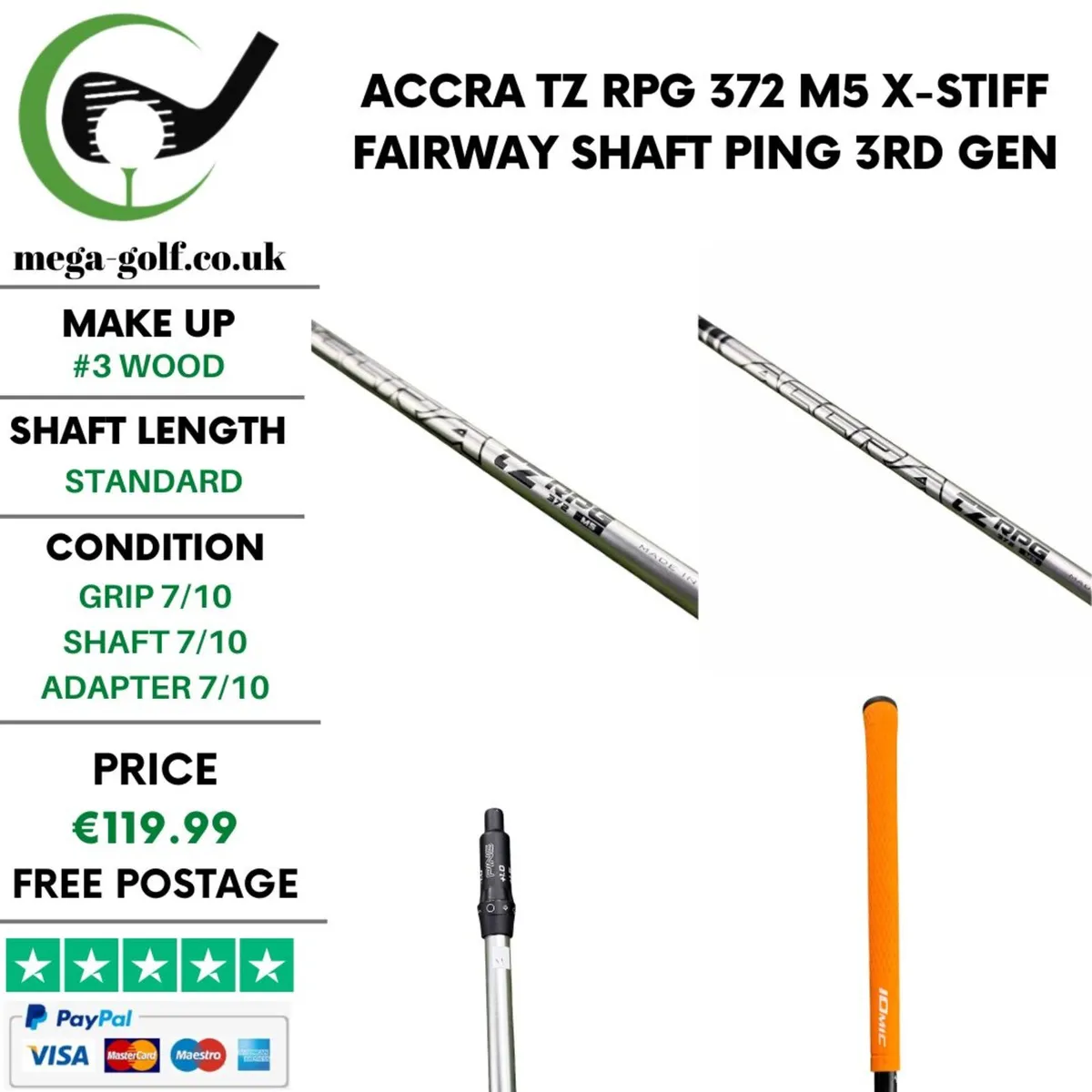 Accra TZ RPG 372 M5 X-Stiff #3 Wood Shaft / Ping - Image 1