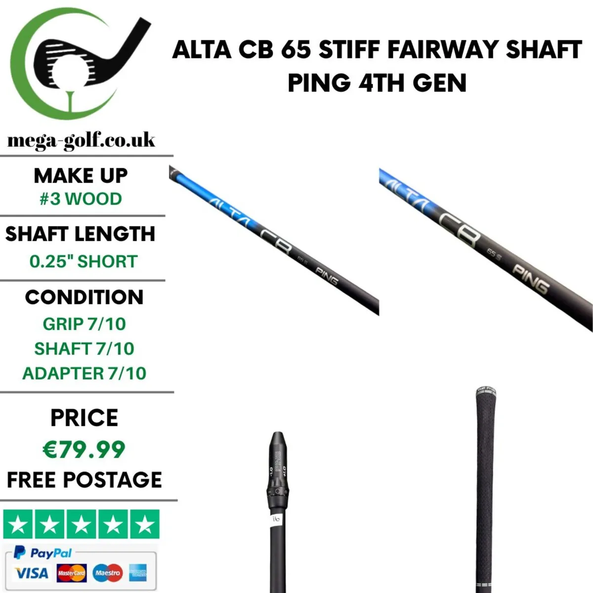 Alta CB 65 Stiff #3 Wood Shaft / Ping 4th Gen - Image 1