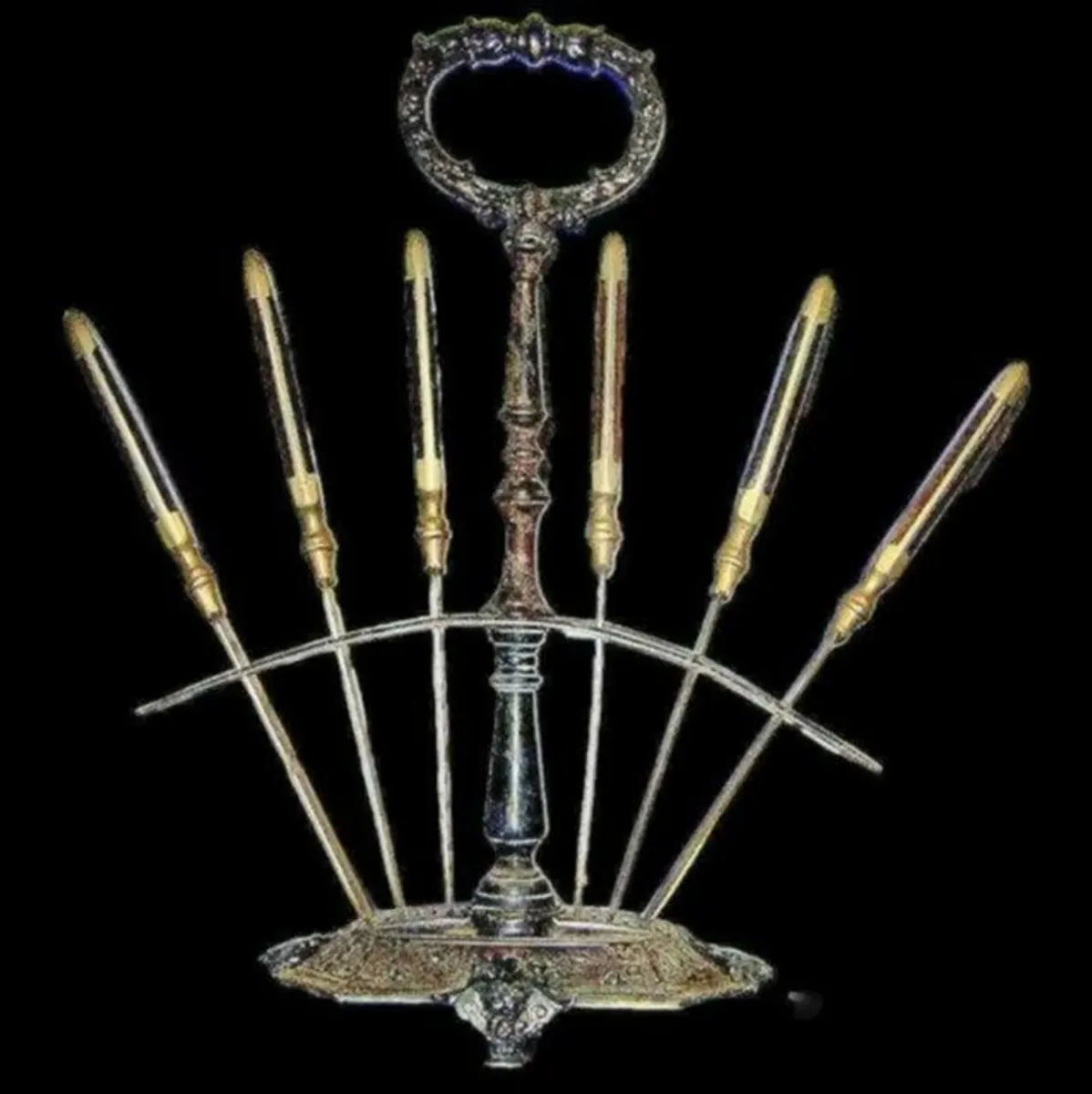 Vintage Set 6 Fruit/Cheese Cutters With Stand - Image 1