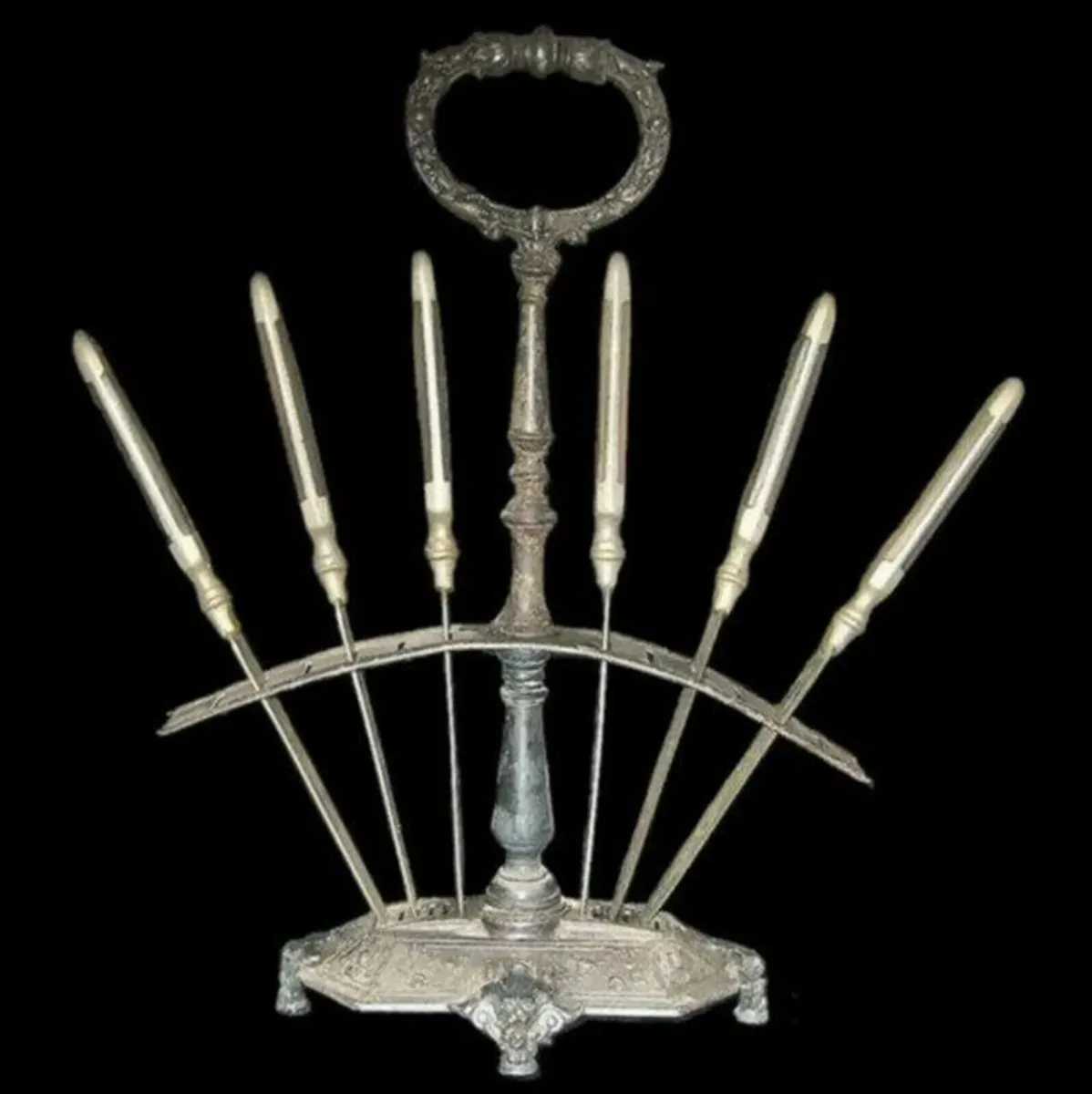 Vintage Set 6 Fruit/Cheese Cutters With Stand - Image 2