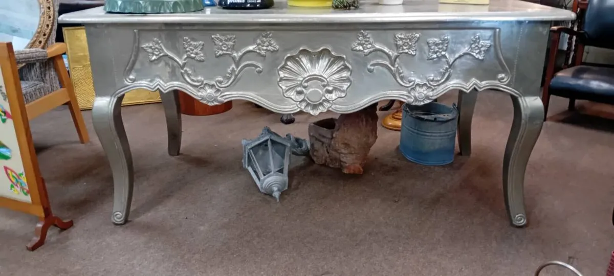 Large Decorative Aluminium Covered Office Desk - Image 1