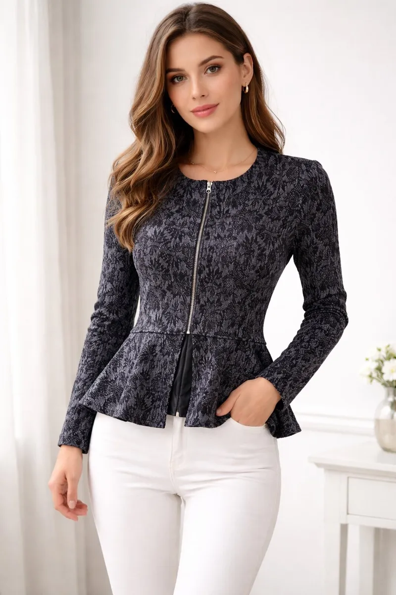 Brand New Savida Zip Up Peplum Top (Size: 8) - Image 1