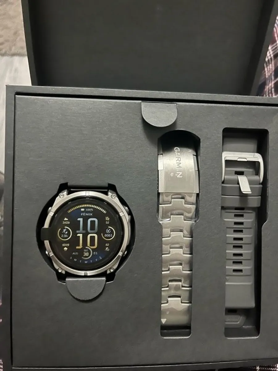 Garmin Fenix 8 AMOLED Sapphire 47mm Titanium Case Vented Titanium Bracelet Watch - Image 1