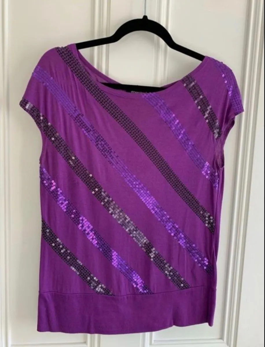 Ladies Purple Sequin Top: Size 8 - Image 2