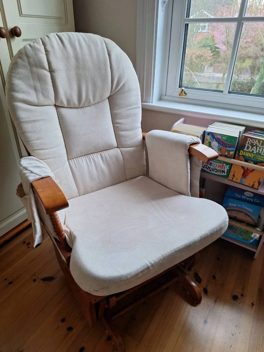 Solid Wooden Glider Rocking Chair with Cushions – - Image 4