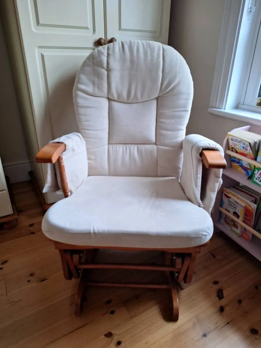 Solid Wooden Glider Rocking Chair with Cushions – - Image 1