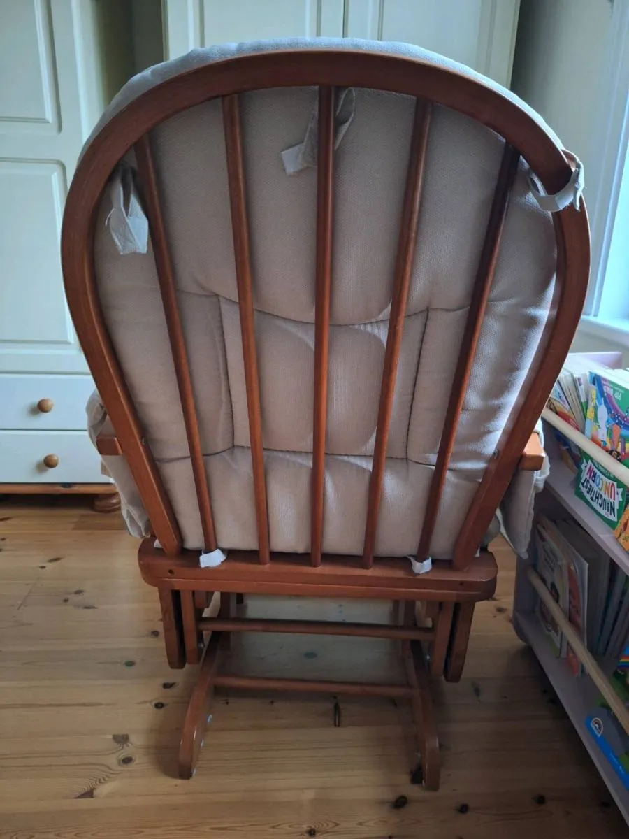 Solid Wooden Glider Rocking Chair with Cushions – - Image 2