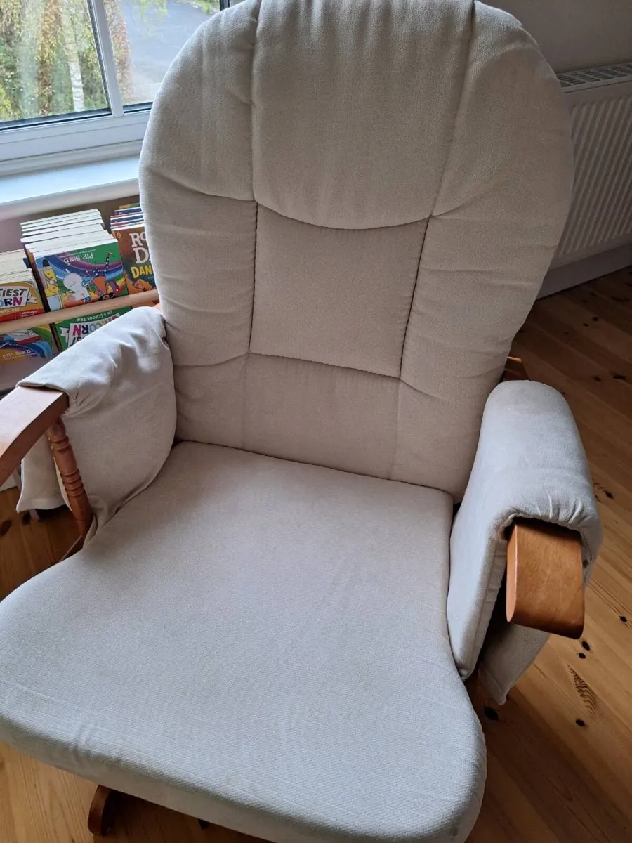 Solid Wooden Glider Rocking Chair with Cushions – - Image 3