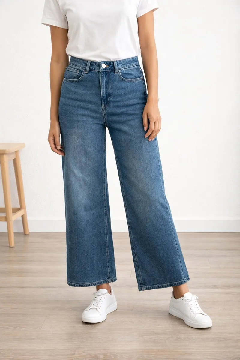 BRAND NEW Ladies High Rise Wide Leg Jeans: Size 10 - Image 1