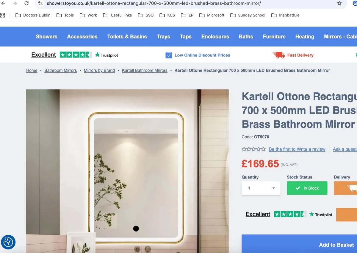 LED Bathroom Mirror Brushed Brass | Anti-fog - Image 4