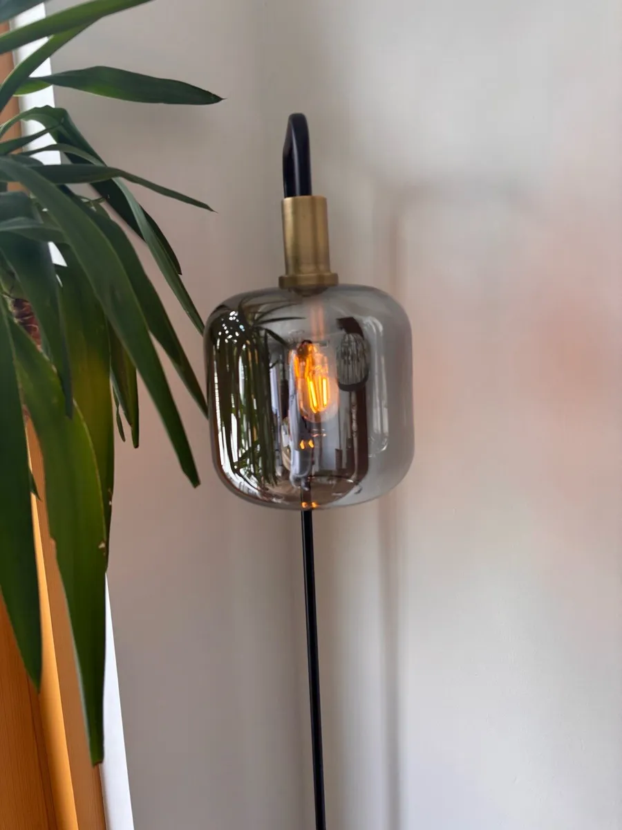 Antique Bronze & Smoke Glass Floor Lamp - Image 2