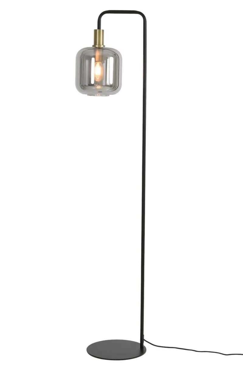 Antique Bronze & Smoke Glass Floor Lamp - Image 4