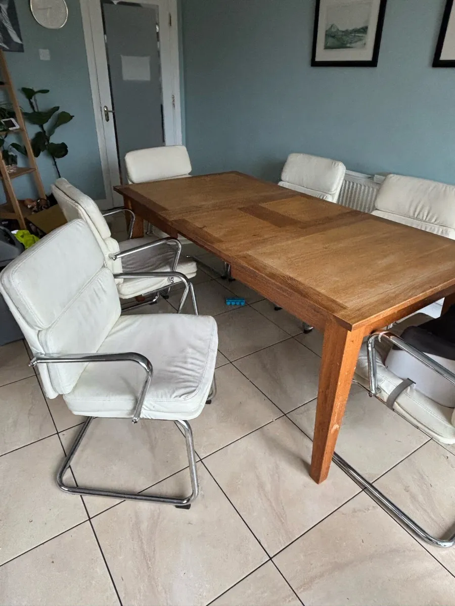 Table (Solid Oak) & Chairs - Image 2