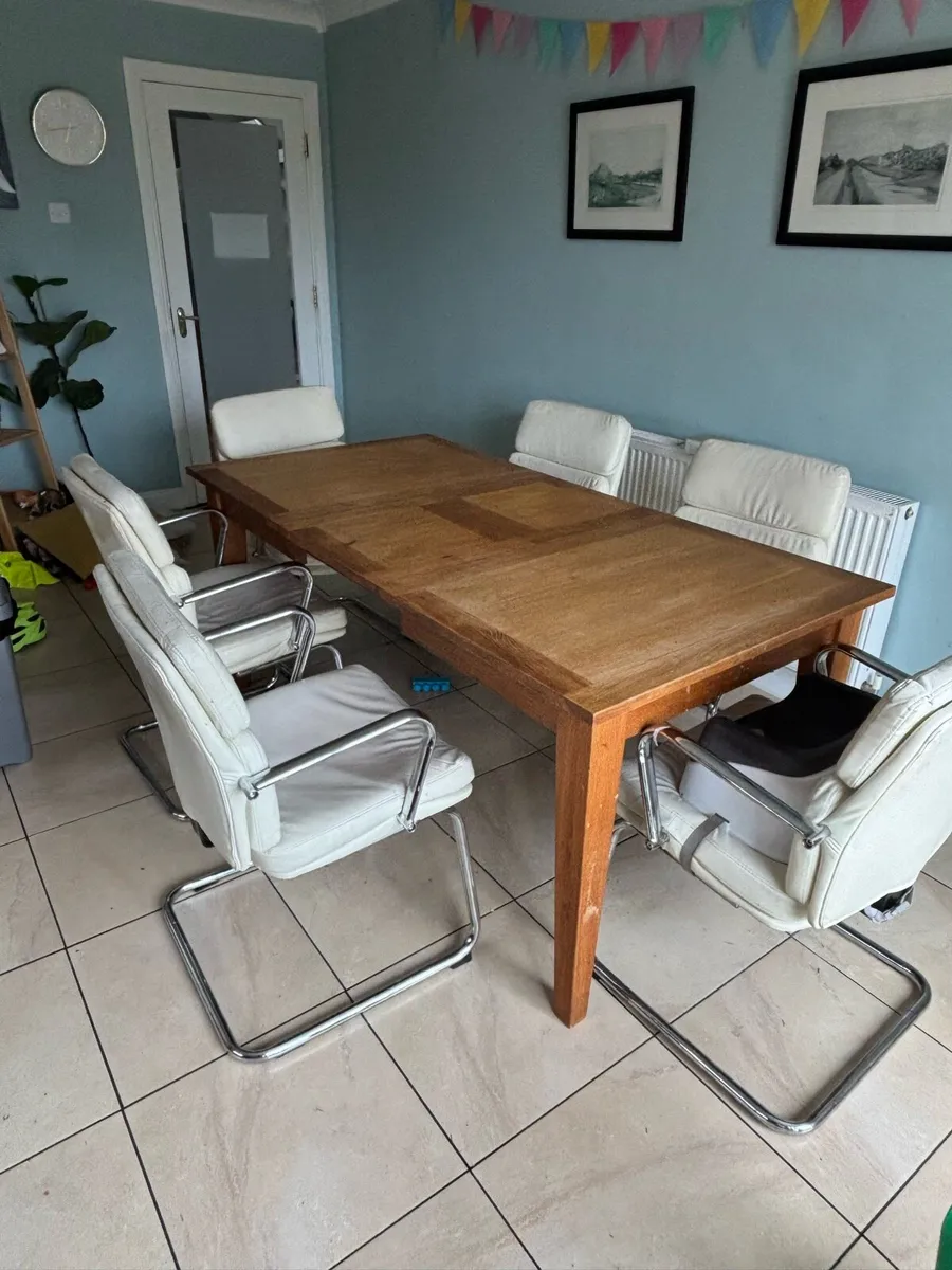 Table (Solid Oak) & Chairs - Image 4