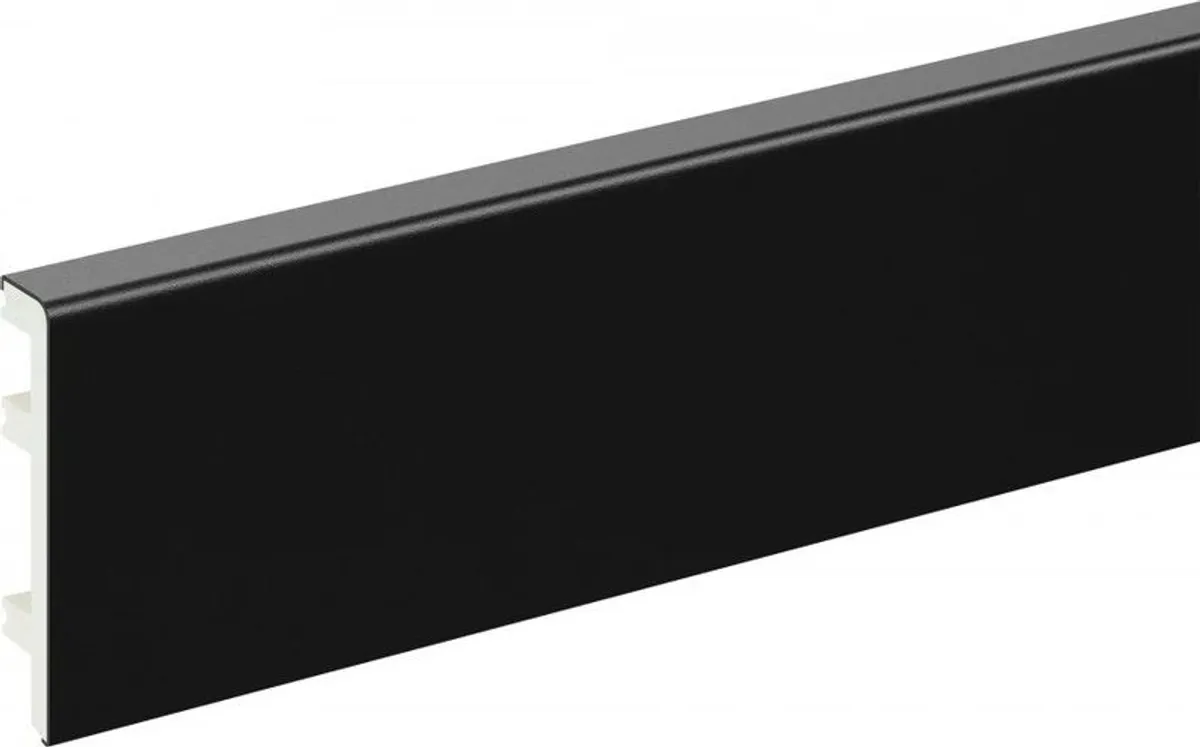 Pvc Skirting Board Black 80x15mm L= 2.20m Matt Laminated - New - Image 1