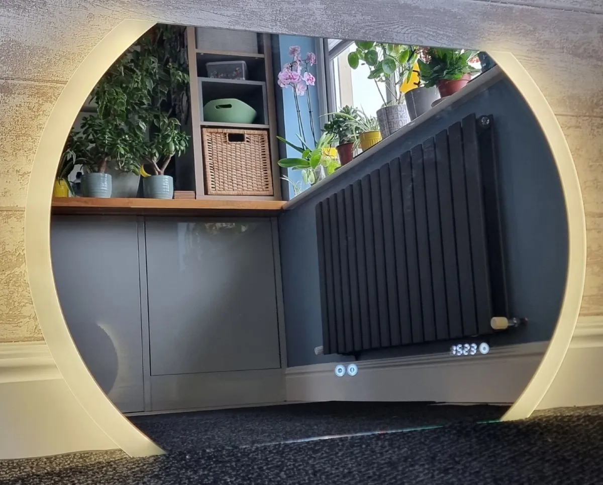 LED Bathroom Mirror Bluetooth Speakers Clock - Image 2