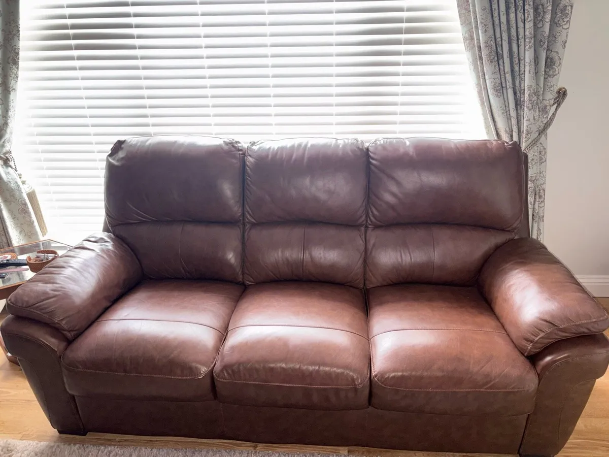 Brown leather sofa - Image 4