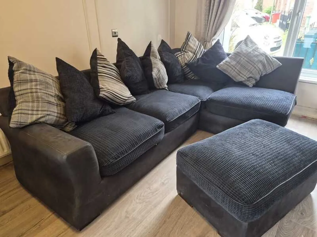 L Shaped Sofa - Foot stool and Swivel Arm chair - Image 3