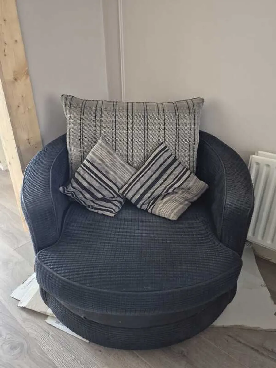 L Shaped Sofa - Foot stool and Swivel Arm chair - Image 4