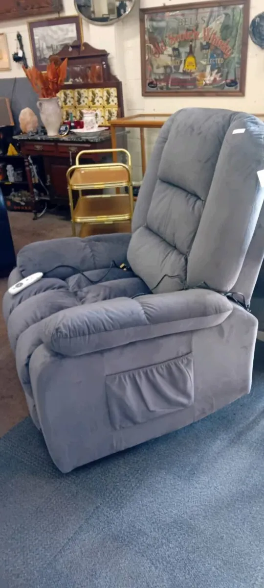 Grey Velvet Recline Armchair - Image 2