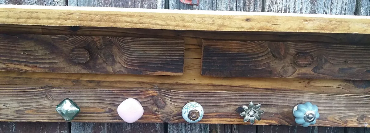 Rustic Floating stove mantle / coat & hat rack - Image 3