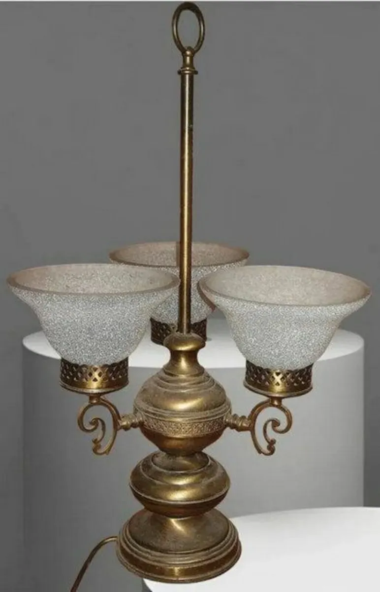 Vintage Brass Table Trilogy Lamp - Image 2