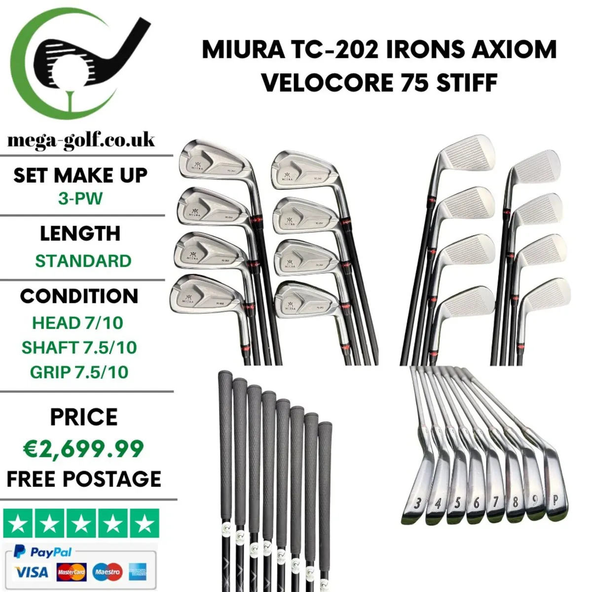 Miura TC-202 Irons / 3-Pw / Stiff - Image 1