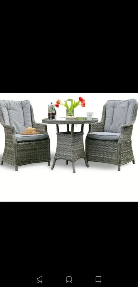 Brand New Dark Grey Rattan High Back Chair Bistro - Image 1